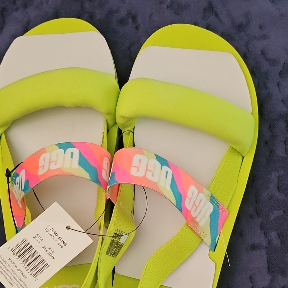 UGG Lime and Multicolor Slide Sandals